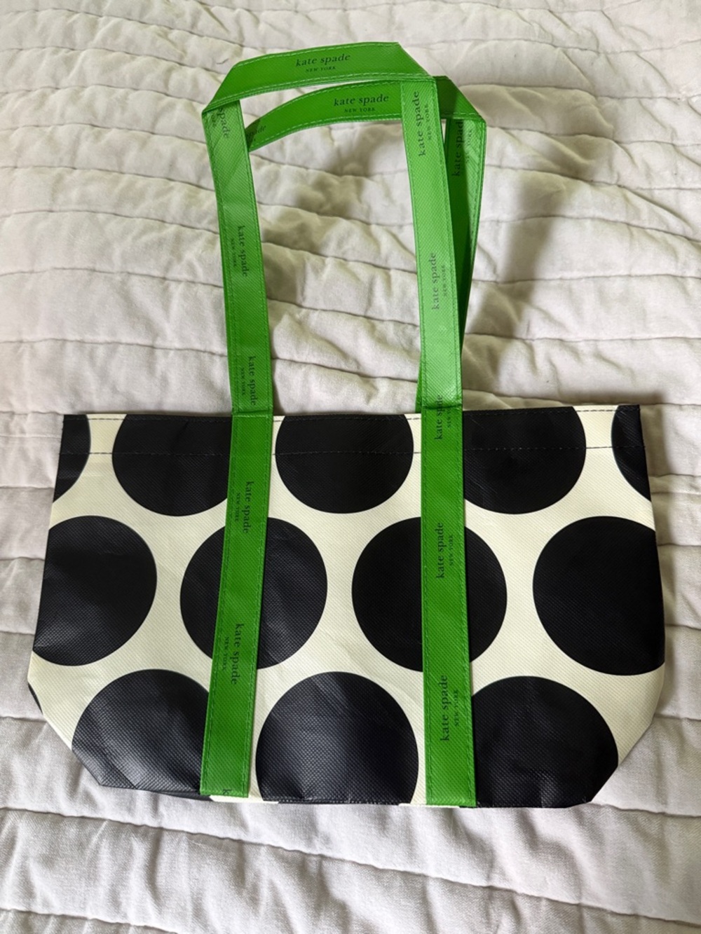 Kate Spade Black and White Tote with Green Straps
